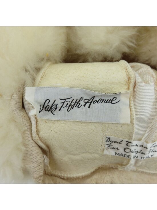 VTG Saks Fifth Avenue Tuscan Cream Lamb Shearling Fur Newsboy Hat Cap Italy Chic main image 6